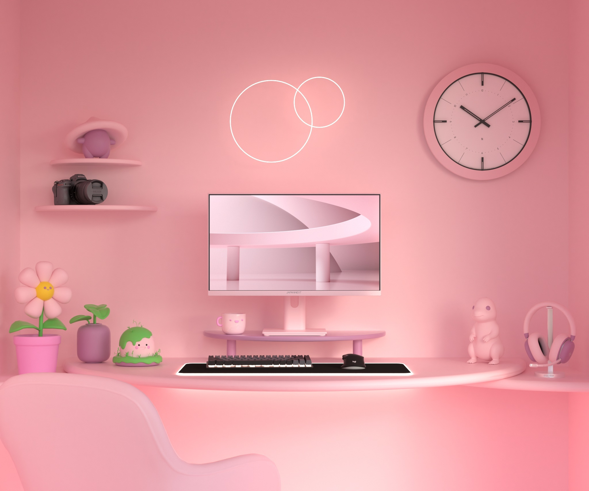Monitor Gaming/Oficina | 23,8" | IPS | FHD | 120 Hz | Rosa pastel