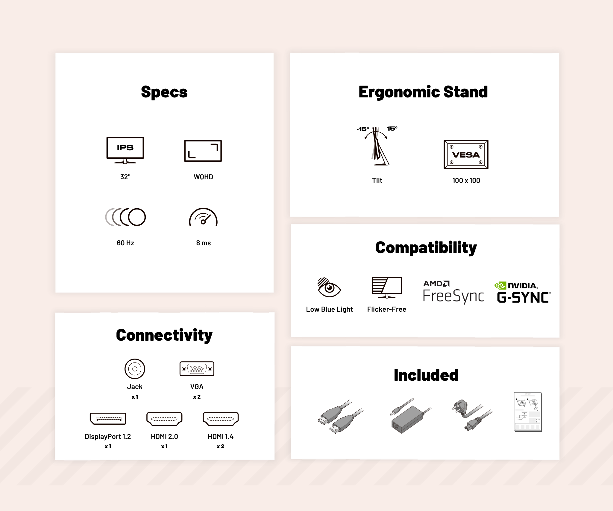Monitor de PC para oficina | 32" | WQHD | 60Hz