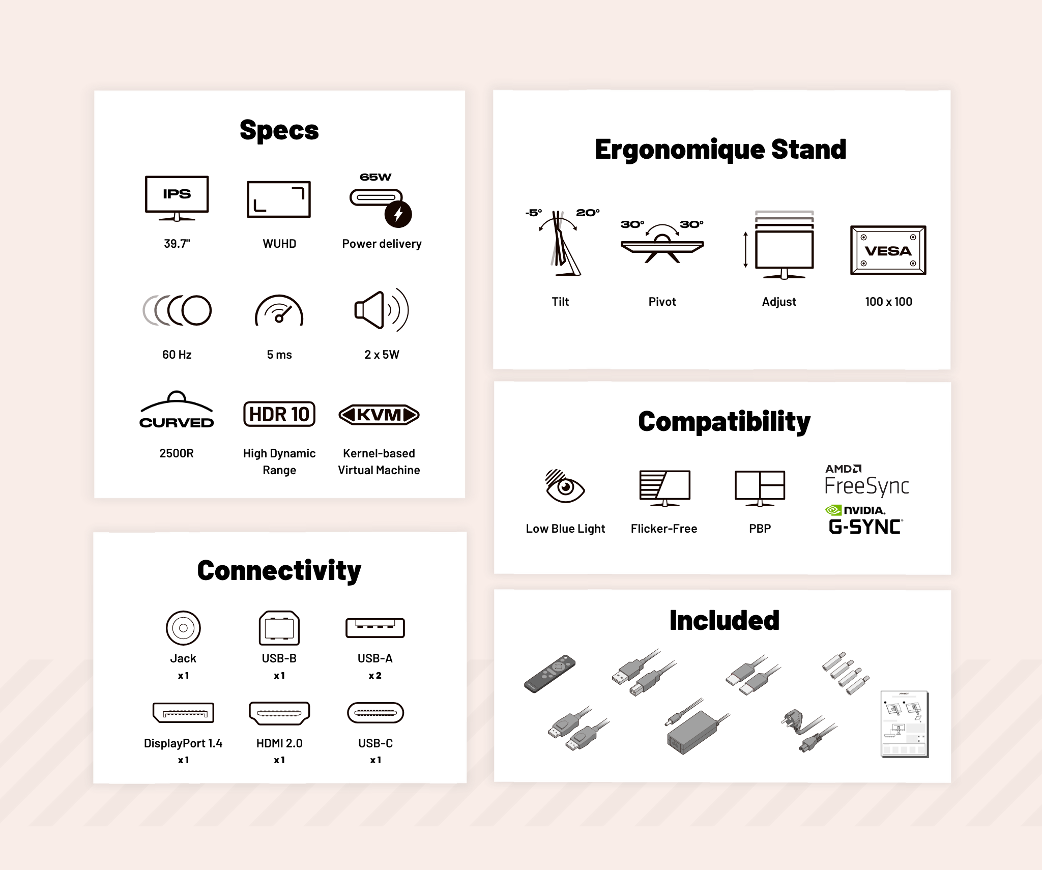 Monitor de PC curvo | 39,7" | WUHD | IPS | USB-C (+ carga de 65W)