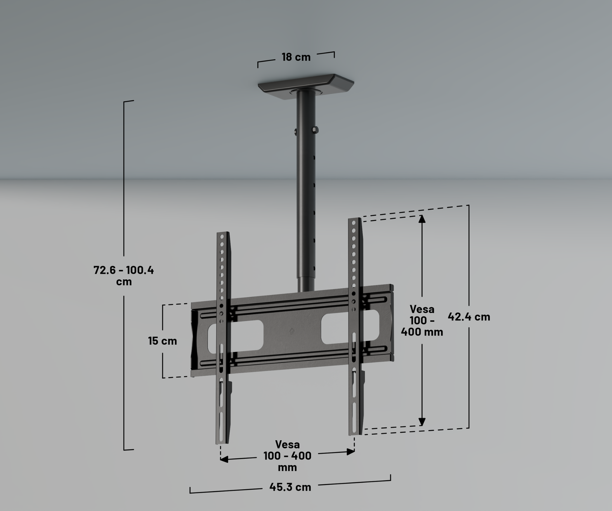 Soporte de techo para pantallas de gran formato de 32” a 75”