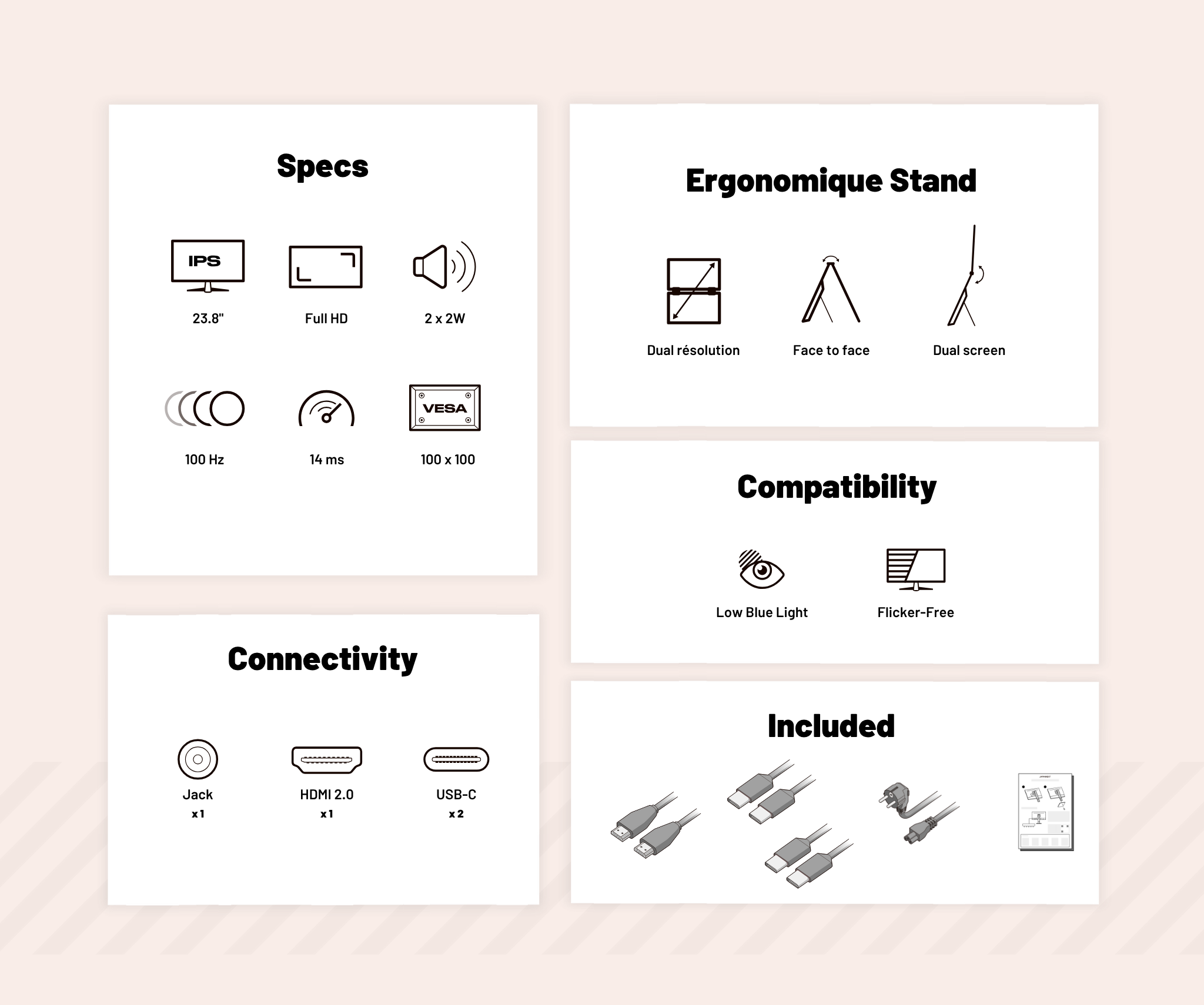 Móvil de doble pantalla | 2 x 23,8" | IPS | FHD