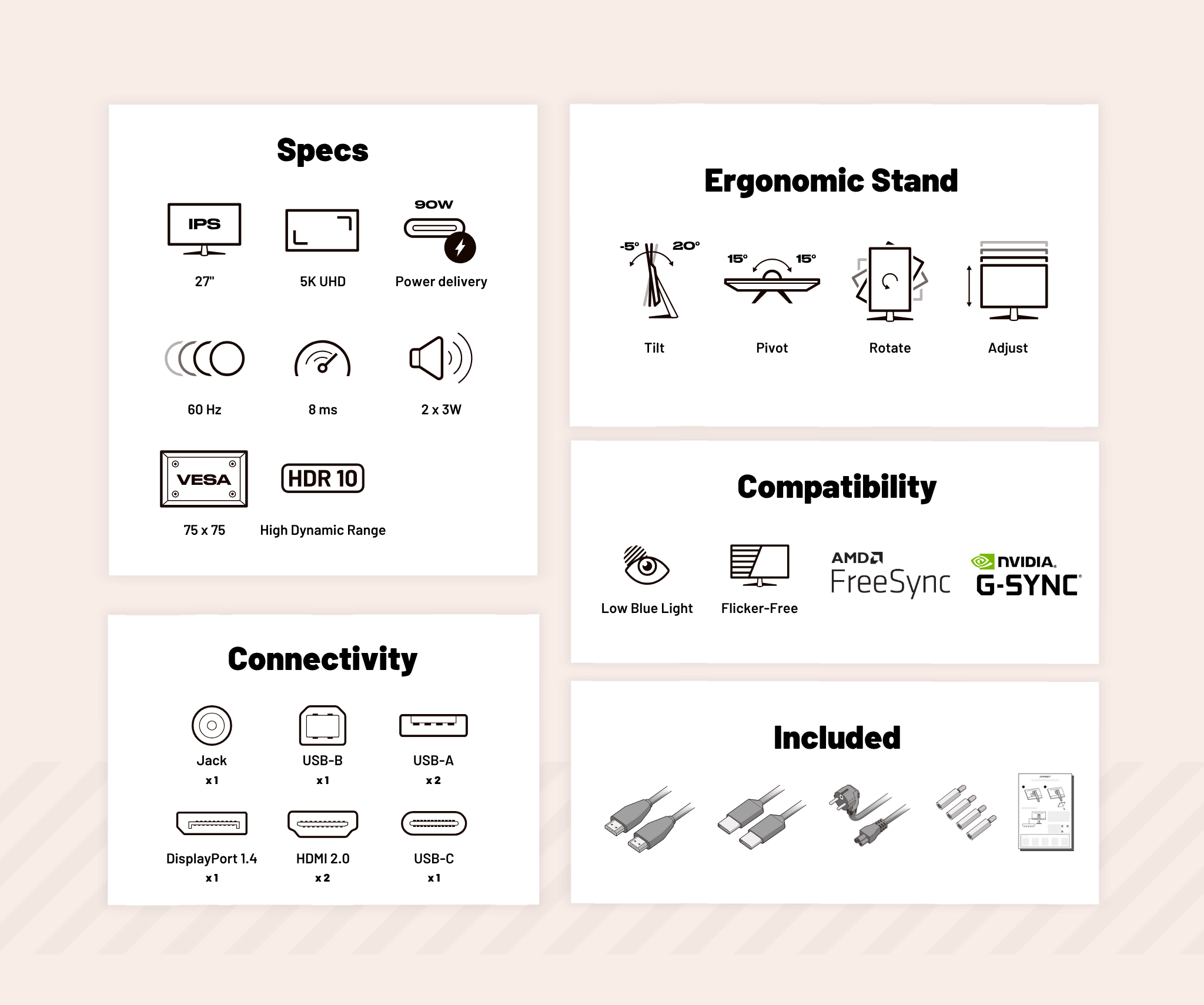 Monitor de PC de oficina | 27" | 5K | 60Hz
