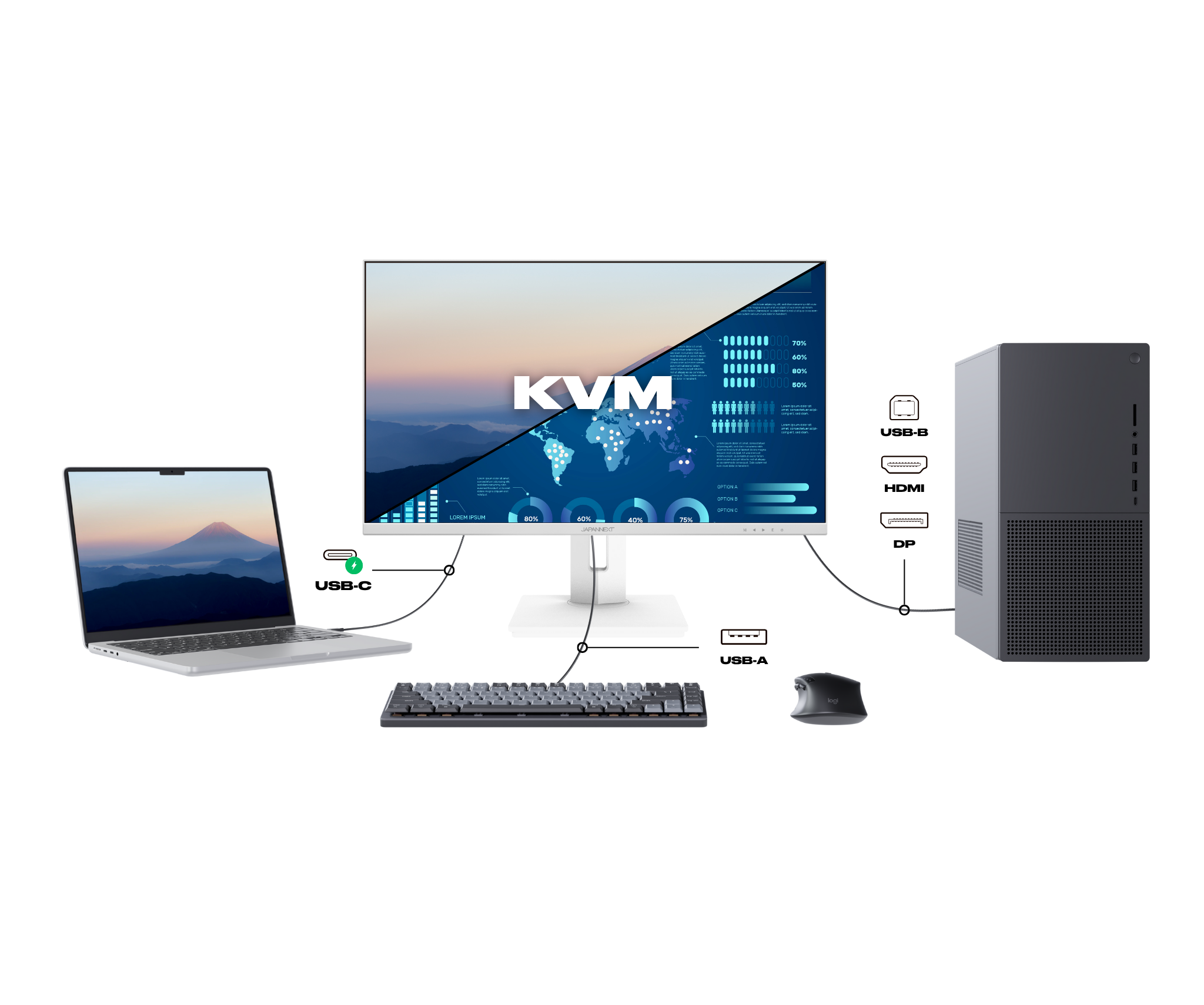 Monitor de PC para oficina | 27" | 4K UHD | USB-C (+ carga de 65W)