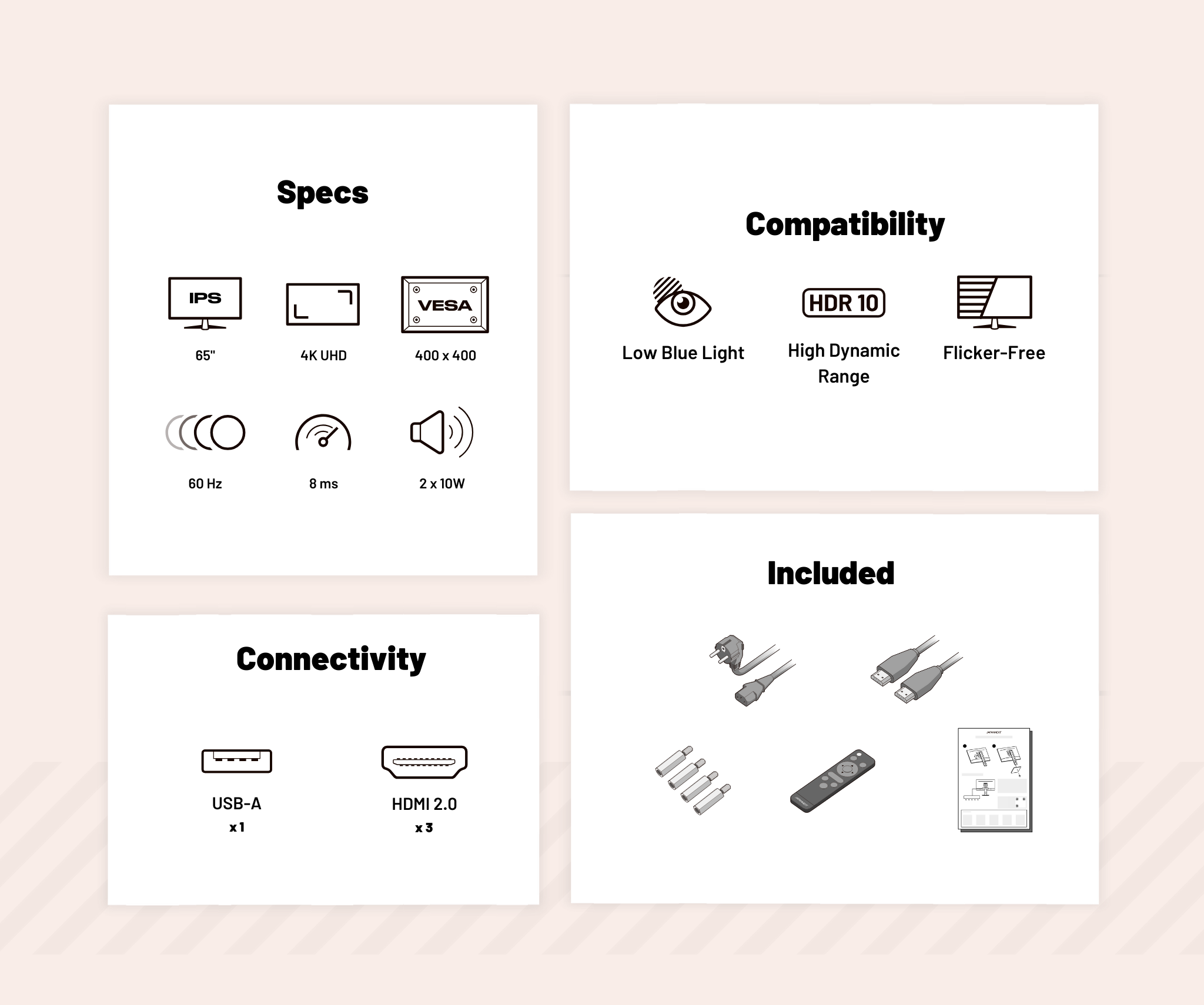 Monitor de visualización dinámica | 65" | UHD/4K