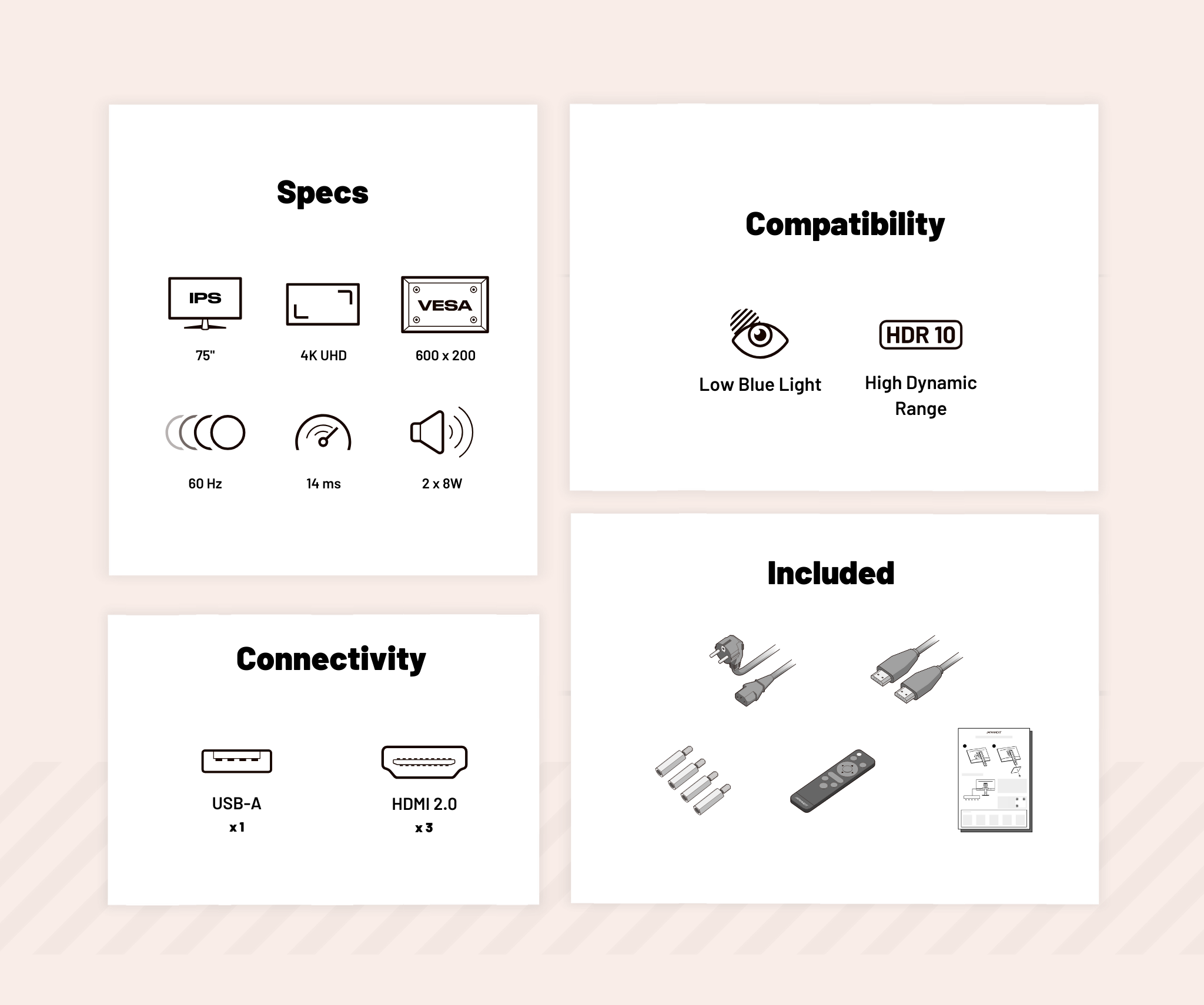 Monitor de gran formato | 75" | IPS | 4K UHD