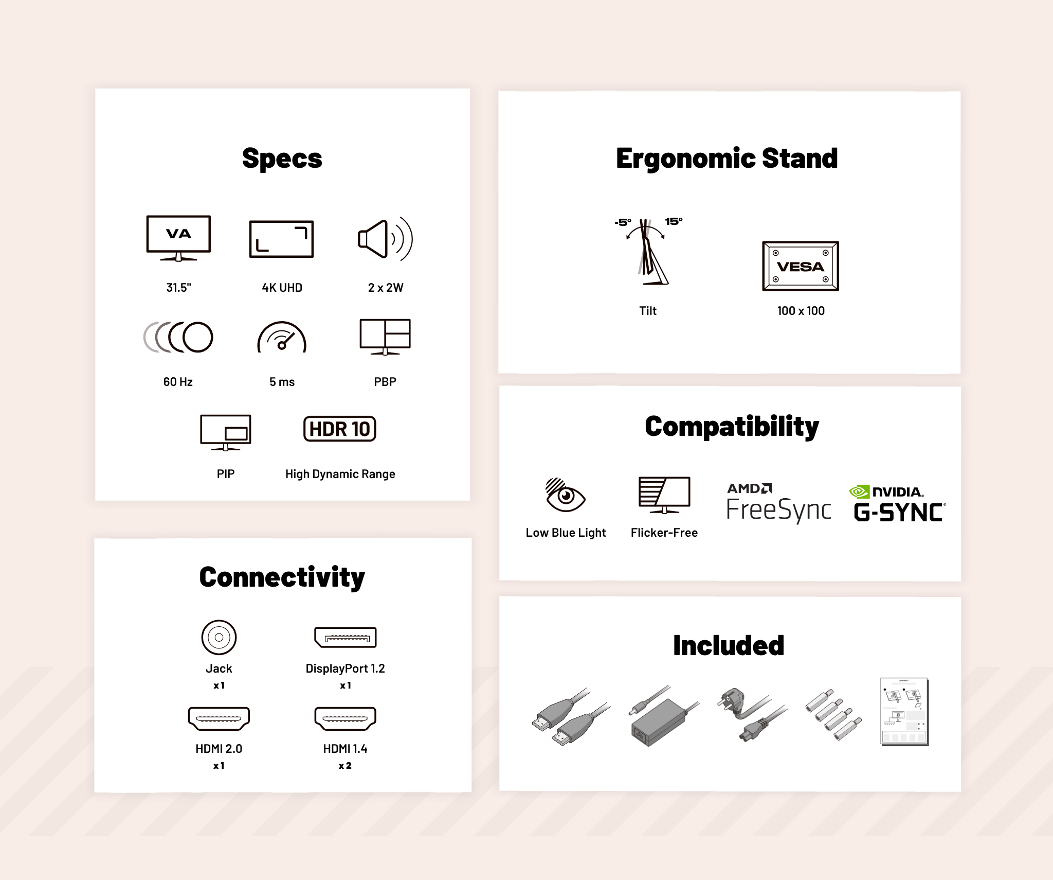 Monitor de PC para oficina | 31,5" | 4K UHD | 60Hz