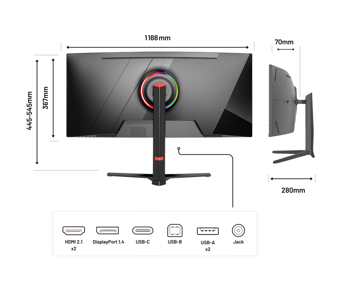 Monitor curvo de 49 pulgadas, 5K UHD, 165 Hz, USB-C 90 W y puerto LAN. Ideal para simuladores gaming y trabajo de oficina