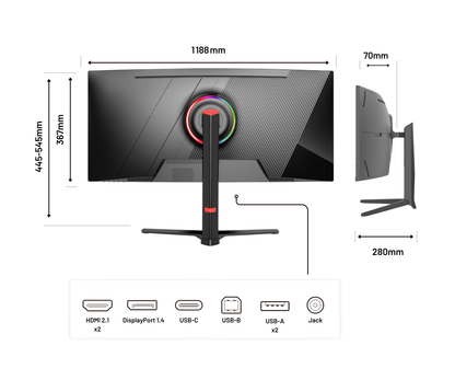 Monitor curvo de 49 pulgadas, 5K UHD, 165 Hz, USB-C 90 W y puerto LAN. Ideal para simuladores gaming y trabajo de oficina