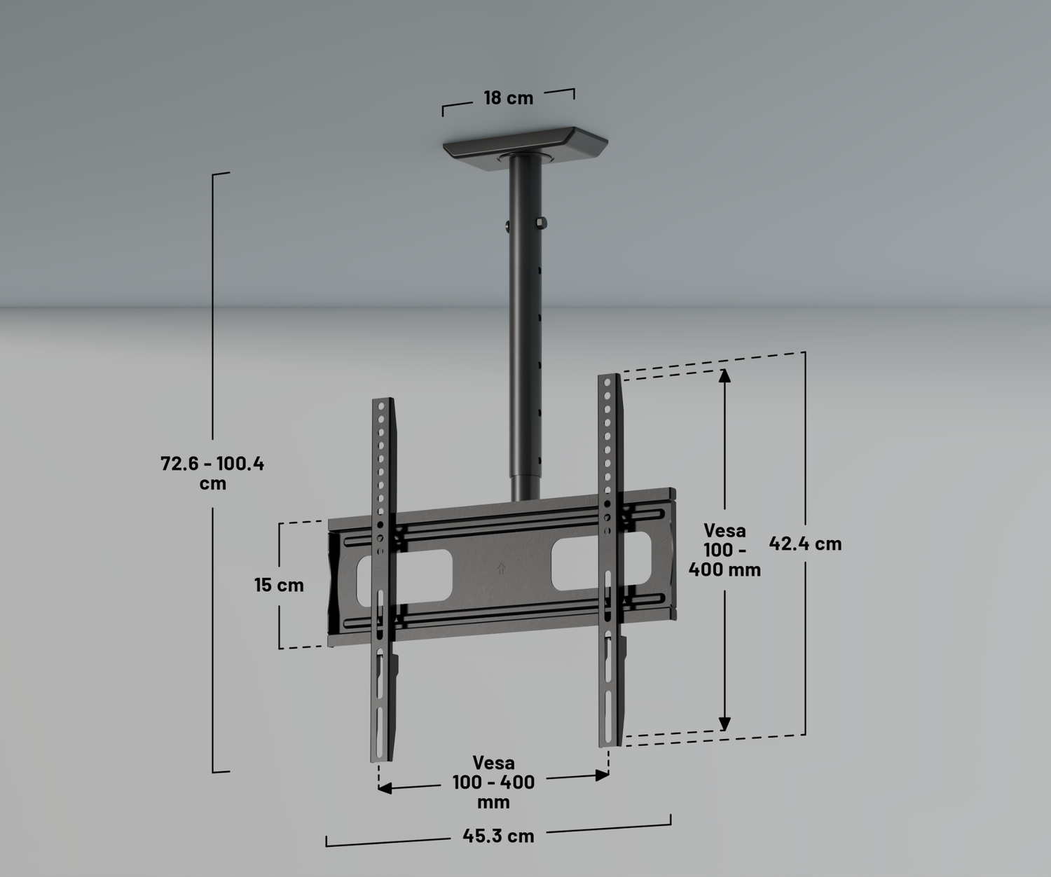 Soporte de techo para pantallas de gran formato de 32” a 75”