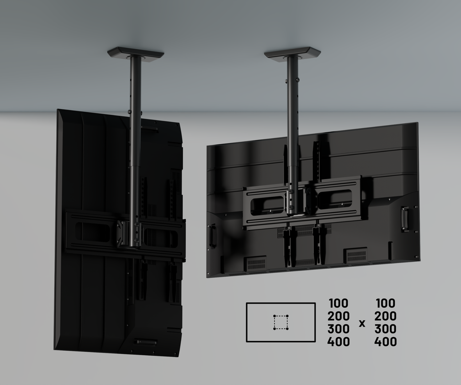 Soporte de techo para pantallas de gran formato de 32” a 75”