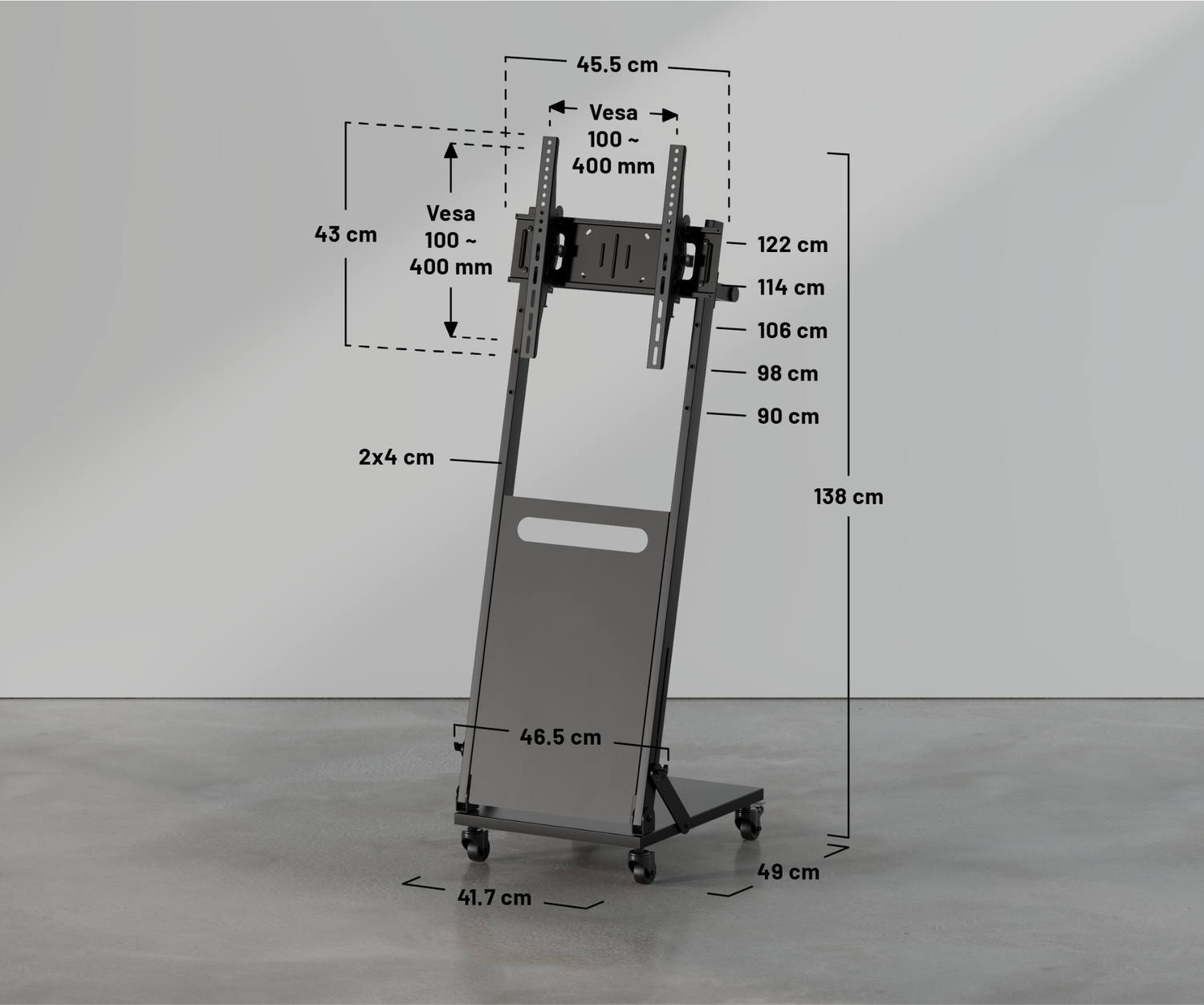 Soporte con ruedas para pantalla de gran formato
