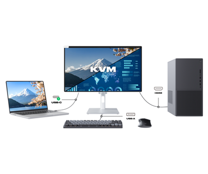 Monitor de oficina | 21,5&quot; | FHD | Táctil | KVM | Entrega de potencia de 65 W | Soporte articulado ergonómico