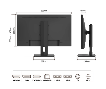 Monitor PC de oficina | 28&quot; | 4K UHD | USB-C (+ carga de 65W)