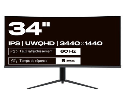 Monitor de PC curvo | 34&quot; | UWQHD | Panel IPS | USB-C (+ carga de 65W)