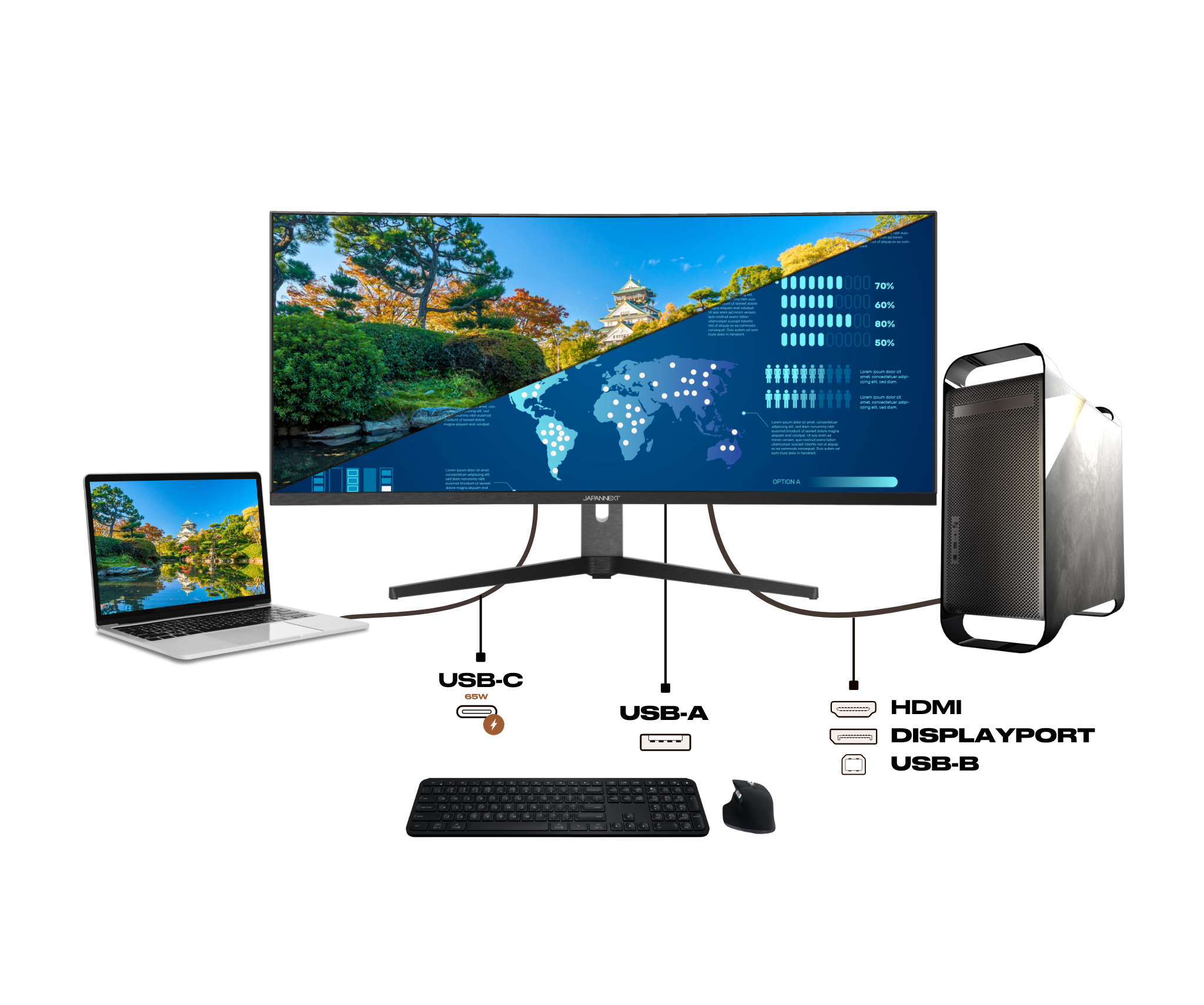 Monitor de PC curvo | 37,5&quot; | UWQHD+ | Panel IPS | USB-C (+ carga de 65W)