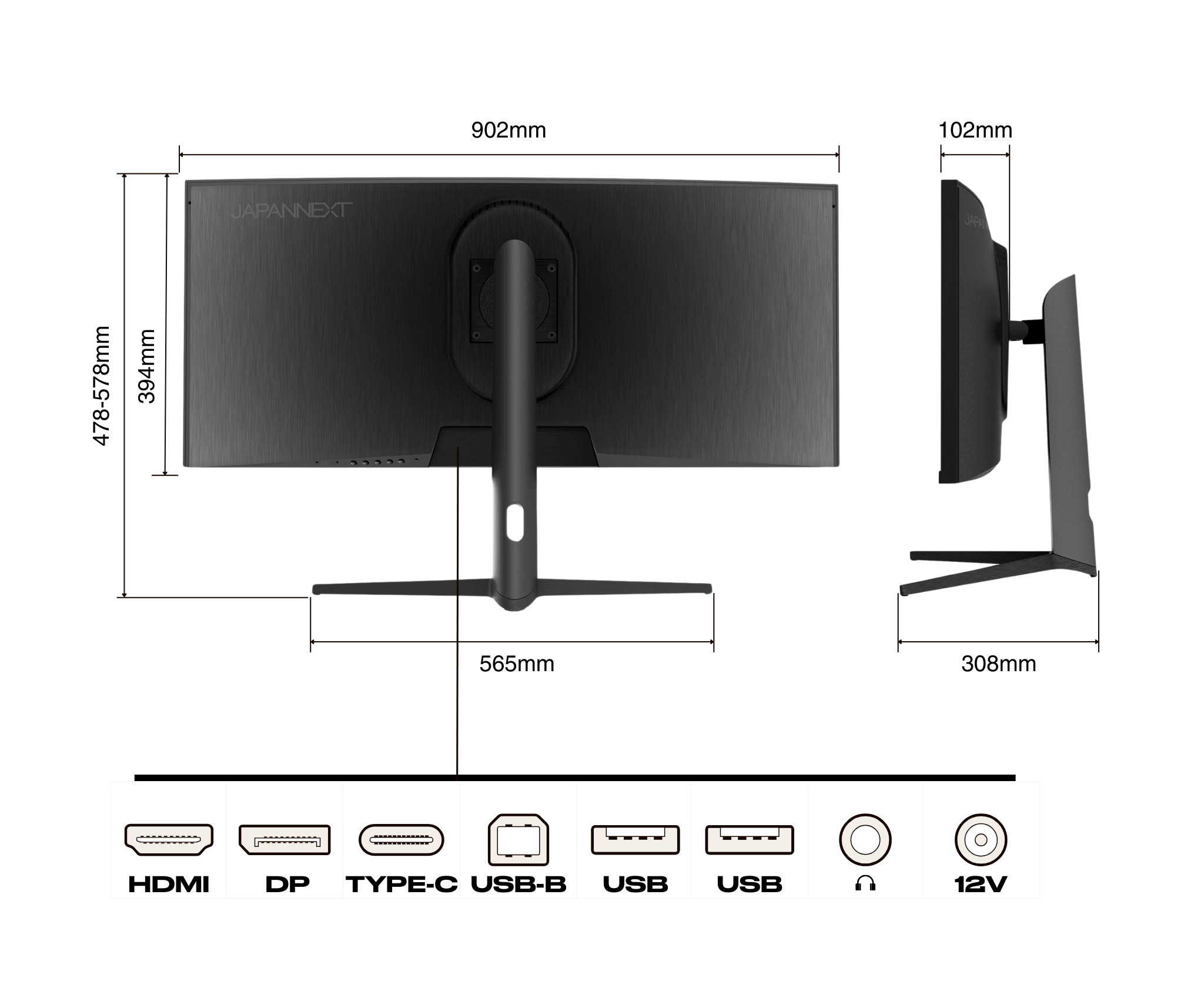 Monitor de PC curvo | 37,5&quot; | UWQHD+ | Panel IPS | USB-C (+ carga de 65W)