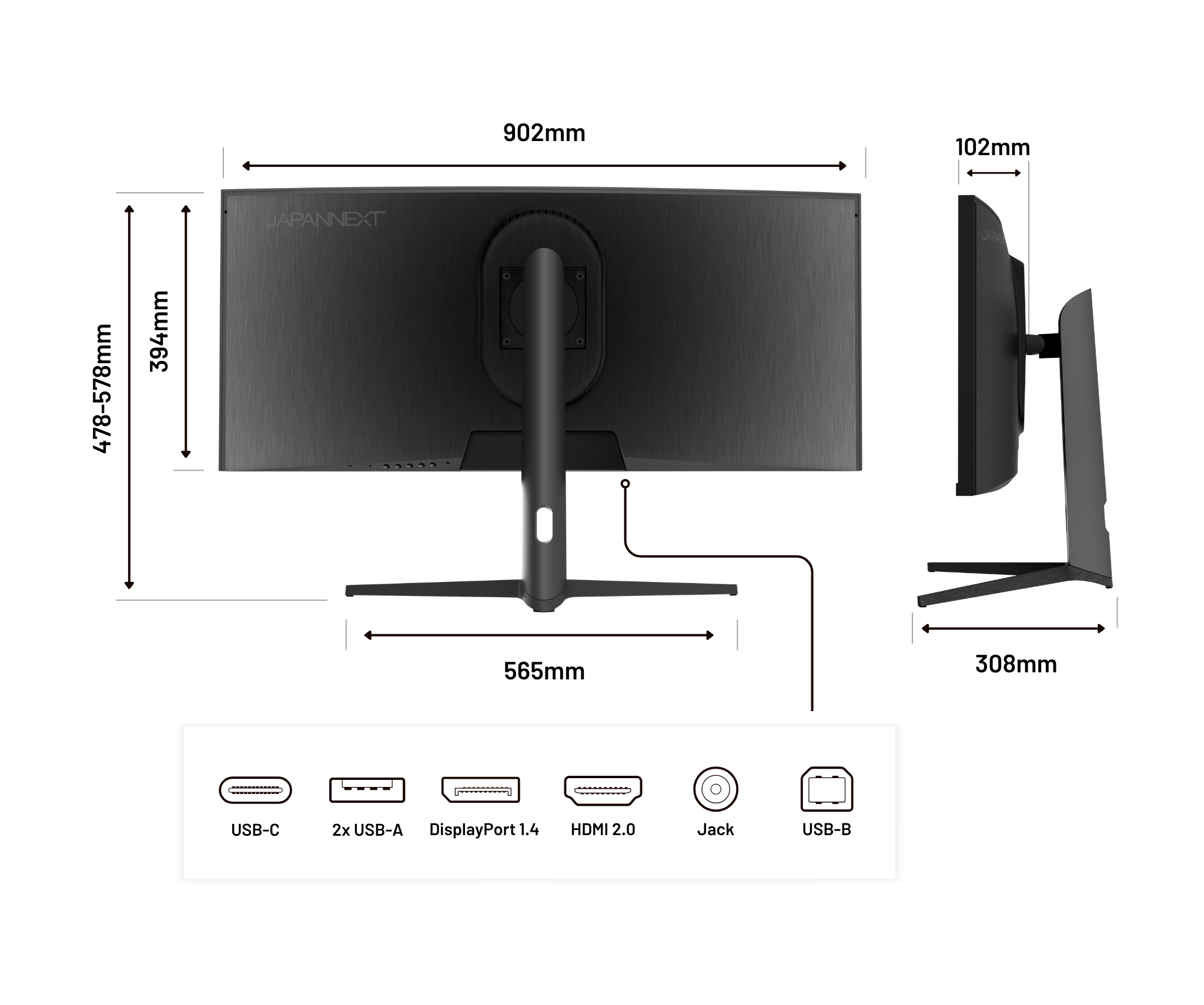 Monitor de PC curvo | 37,5&quot; | UWQHD+ | Panel IPS | USB-C (+ carga de 65W)