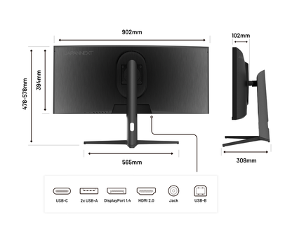 Monitor de PC curvo | 37,5&quot; | UWQHD+ | Panel IPS | USB-C (+ carga de 65W)