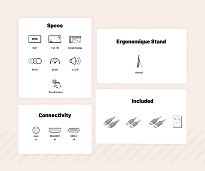 Monitor táctil portátil | 15,6" | IPS | Full HD
