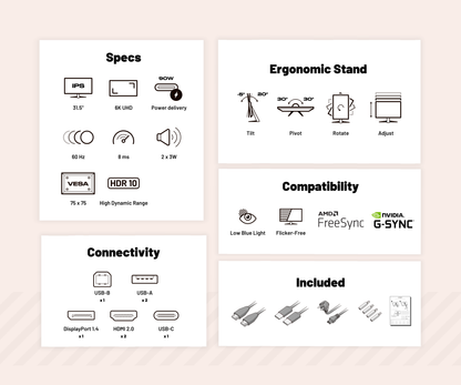 Monitor PC de Oficina | 31,5" | 6K | 60Hz