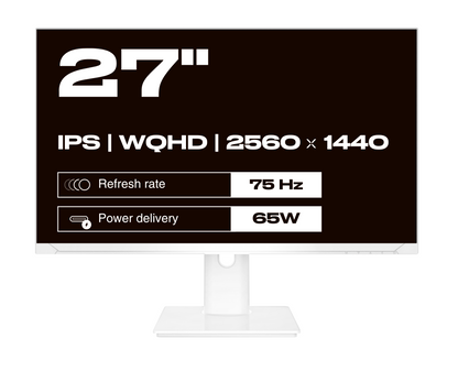 Monitor de PC para oficina | 27&quot; | WQHD | Blanco