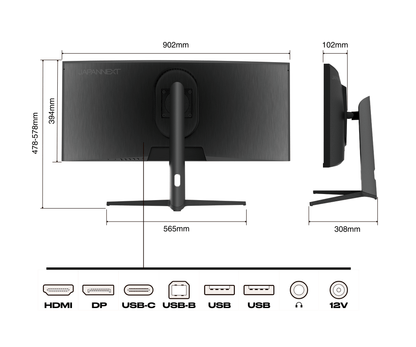 Monitor de PC curvo | 37,5&quot; | UWQHD+ | 144Hz | USB-C (+ carga de 65W)