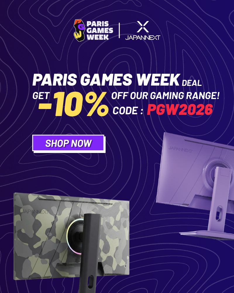 PGW promotion: 10% off the entire JAPANNEXT gaming monitor range for Paris Games Week with code PGW2026
